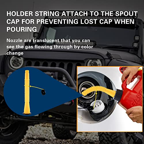WHSSFINE Gas Can Spout Replacement Kit with Flexible Pour Nozzle Coarse and Fine Thread Screw Collar Caps Compatible with Midwest Gott Scepter Blitz Kolpin Most of The Old Style Cans - Thumbnail 5