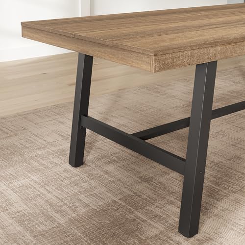 Image of GarveeHome Industrial Dining Table for 2-4, 55 inch Heavy Duty Rectangular Kitchen Table with 2 inchx2 inch Metal Legs, Small Space Dining Table for Kitchen, Dining Room (Rustic Pear, 55 inch Non-extendable)