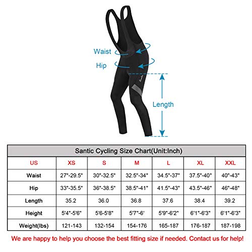 image for Santic Mens Cycling Bib Pants Padded Bicycle Breathable Long Tights fo