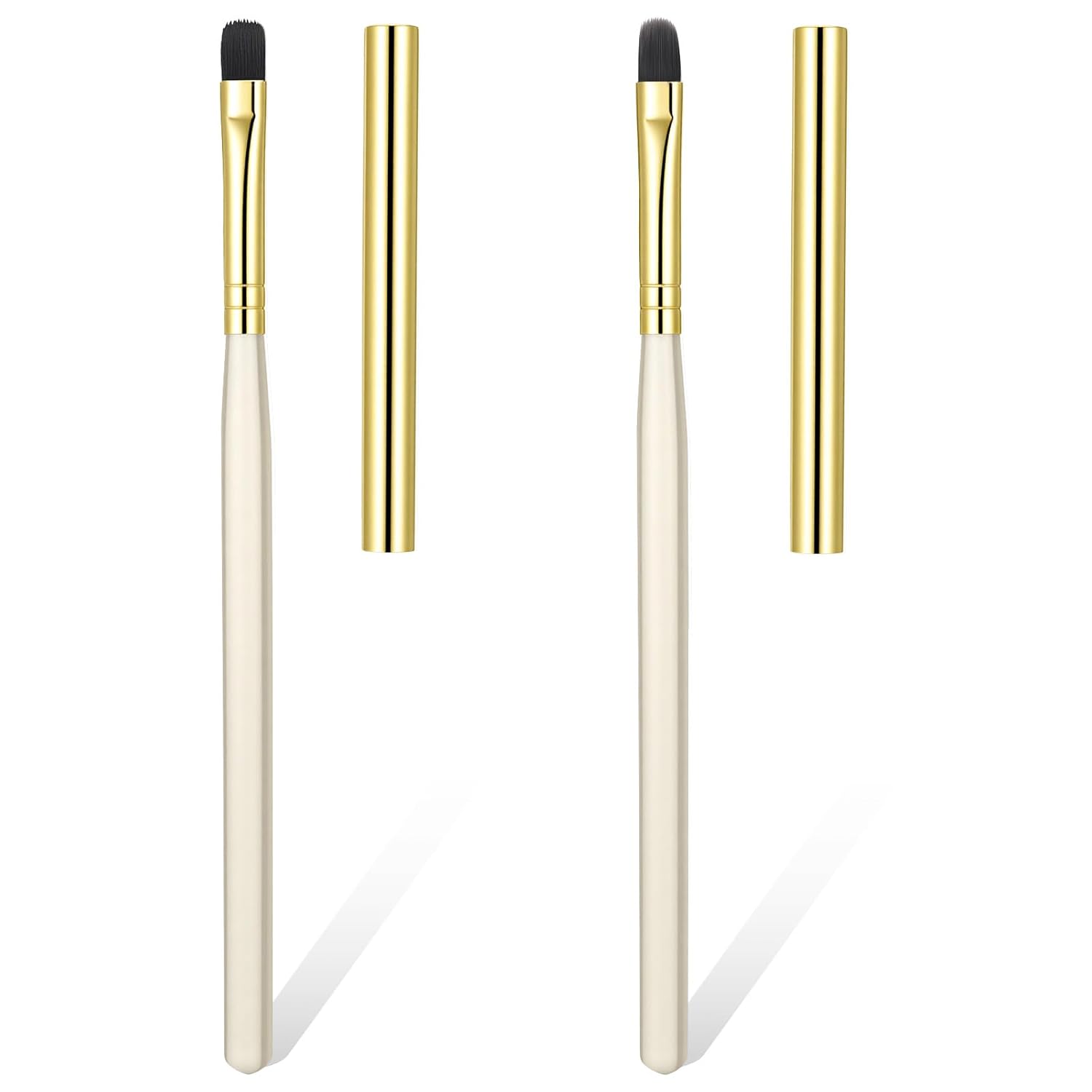 2 PCS Builder Gel Brushes for Nails, Nail Polish Clean up Brush, Professional Oval Nail Art Brushes Set with Caps for Builder Gel and Polish Application, Fine Bristles for Clean up and Detailing