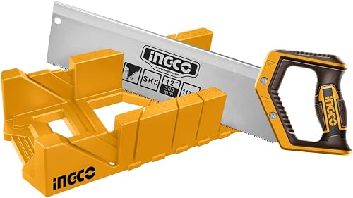 Ingco Precise Angled Cuts Mitre Box and Back Saw Set, 300 mm Length