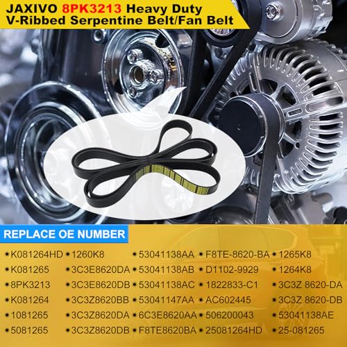 Image of 8PK3213 Heavy Duty V-Ribbed Serpentine Belt /Fan Belt for 2005-2012 Dodge Ram 2500 3500 400 4500 5500,2005-2007 F-250 /F-350 /F-450 /F-550,8-Rib 126.5 inch Length K081264HD