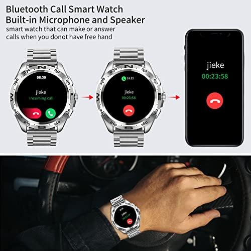 Smart Watch for Men,Bluetooth Watch Make or Answer Calls with Microphone Speaker,Fitness Tracker Watch with Heart Rate Sleep Monitor 20 Sports Modes,IP67 Waterproof for Android iOS(silver+gray)