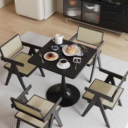 Image of Square Wooden Pedestal Table, Accent Bedside Table,Modern Coffee End Table for Living Room, Bedroom and Balcony with Square Design Table