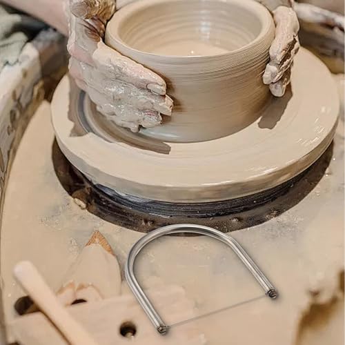 Stainless Steel Pottery Clay Wire Cutter, Pottery Clay Wire Cutter, Hand-Pottery Tools and Supplies, Trimming Ceramic Pottery-Sculpting Tool for Cutting Mud, DIY Clay-Modeling, Ceramics, Sculpting