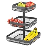 VIELSEITIG EINSETZBAR: Die vielseitige Anwendbarkeit der 3-stöckigen Etagere macht sie zum idealen Begleiter in verschiedenen Alltagssituationen. Der Drahtkorb eignet sich hervorragend für die Aufbewahrung von Lebensmitteln oder Frühstücksbrötchen in der Küche sowie am Esstisch, für gesunde Snacks im Büro oder für die Präsentation kleinerer Dekorationen wie Kerzen oder kleinen Vasen in den Körben.