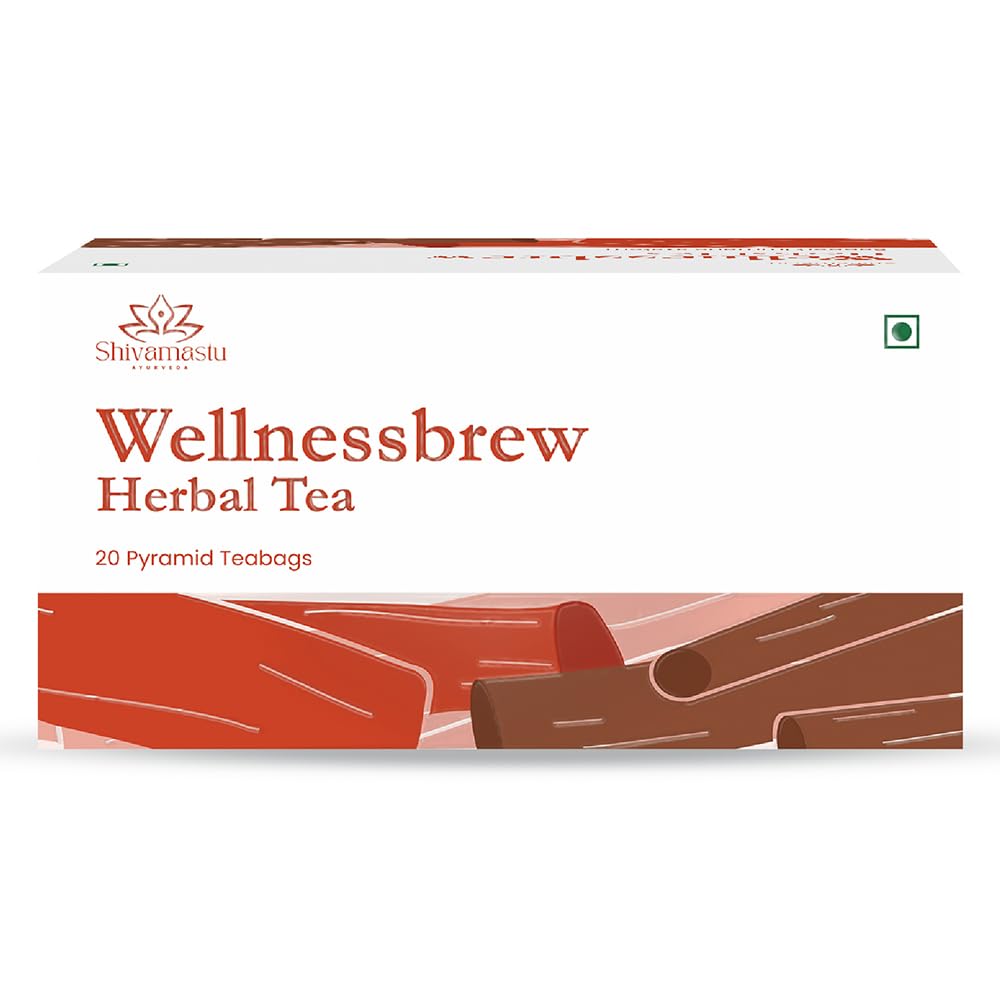 ShivamastuAyurveda Wellnessbrew Herbal Tea with natural Sweetness -20 Tea Bags | Overall Wellness & Rejuvanation | Enhance Emotional Health with Musta & Licorice |6 authentic ayurvedic herbs-SHADANGA
