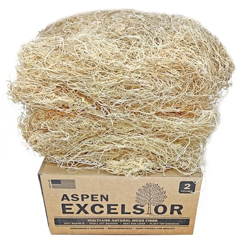 Aspen Excelsior, 2 lbs, Made in USA, for Pet Bedding, Chicken Nest Boxes, Gift Baskets