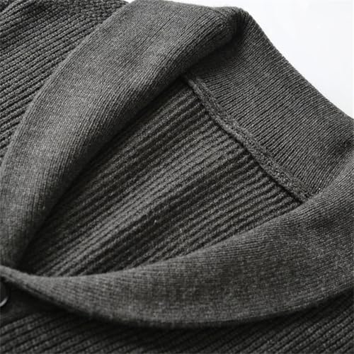 Men Shawl Collar Cardigan Sweater Slim Fit Cable Knit Button Up Wool Sweater3