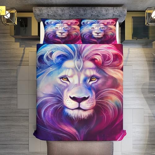 Parure de lit lion en microfibre supérieure avec housse de couette king 3 pcs - 3
