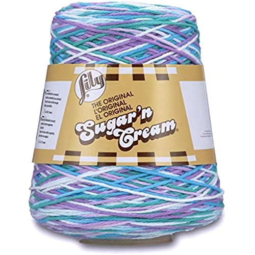 Image of Lily Sugar N Cream Cones Beach Ball Blue Yarn - 1 Pack of 14oz /400g - Cotton - #4 Medium - 706 Yards - Knitting /Crochet