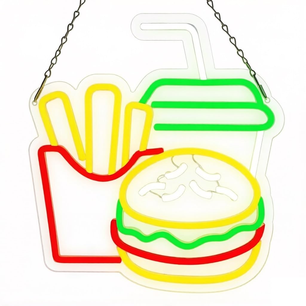 Dimmable LED Neon Sign, Fast Food Style, Cafe Bar Decor(4(38 * 42cm))