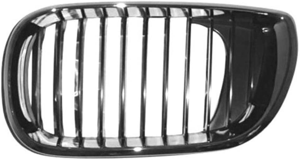 For BMW 325xi/330xi 2002 2003 2004 2005 Grille Driver and Passenger Side | Pair | Chrome Frame | Black Vents | Sedan/Wagon | BM1200126, BM1200127 | 51137030545, 51137030546