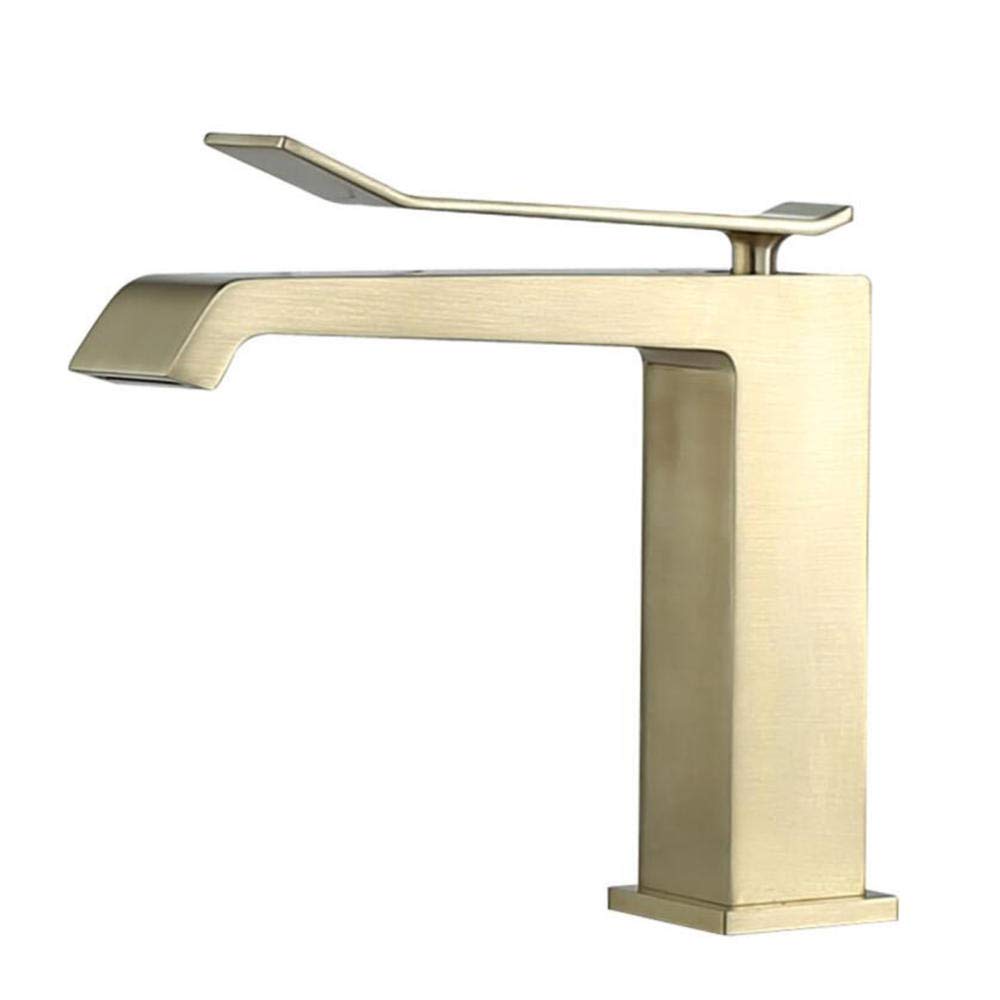 Mitigeur de lavabo cascade robinet de salle de bain laiton doré brossé