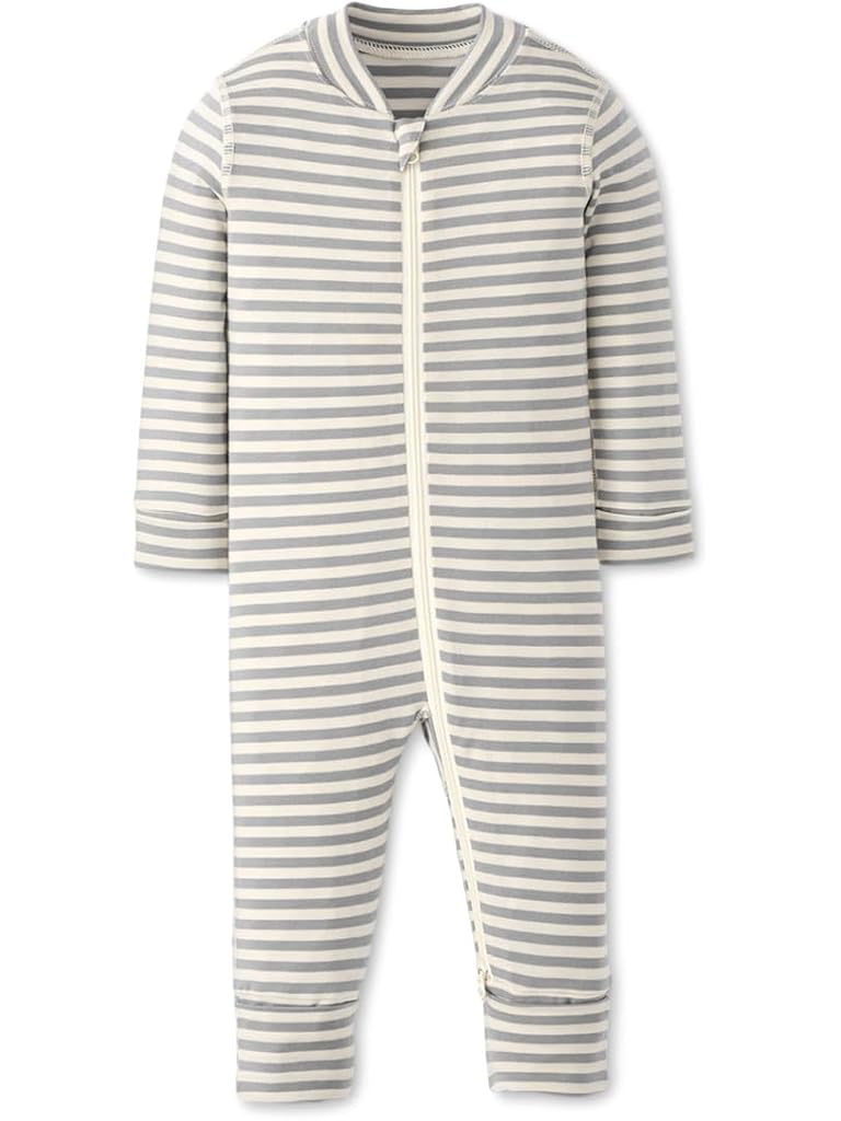 Taupe Hanna Andersson Striped 2-Way Zip Sleeper in HannaSoft™ (Infant/Toddler)