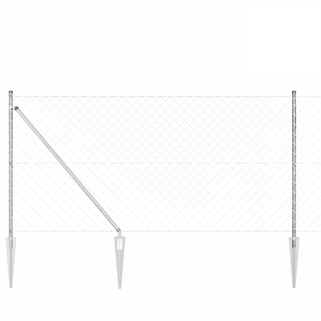 Fence Post Silver 10 x 1.2 m 60 x 60 mm Mesh Steel Garden Fence Panel Outdoor Boundary Barrier Weather Resistant Corrosion Proof DIY Easy Install Kit for Patio Terrace Security 14 Spike Posts