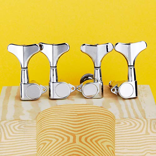 Fleor Chrome 2+2 Sealed Bass Tuners Tuning Pegs Keys 2R2L Machine Heads For 4 String Bass Guitar Replacement #TOP1