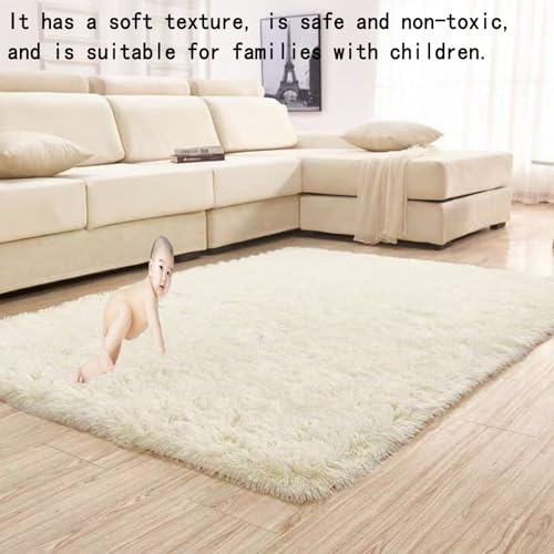 HOCEDO Tapis de salon moderne 230x150 cm blanc antidérapant - 3