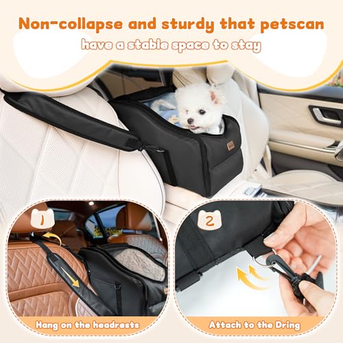 Dog-Car-Seat-Center-Console-Car-Seat-for-Small-Pets-Portable-Booster-SeatPuppy-Car-Carrier-Travel-Backpack-Includes-Safety-Tether-for-Pets-Up-to-15-lbsBlack Dog Car Seat Center Console Car Seat for Small Pets Portable Booster SeatPuppy Car Carrier Travel Backpack Includes Safety Tether for Pets Up to 15 lbsBlack