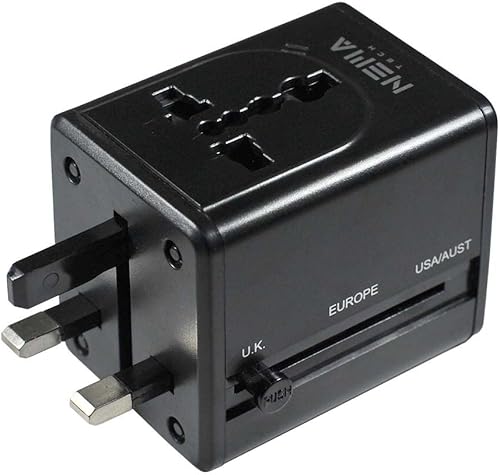 Adaptador de viaje universal NemaTech Worldwide con cargador USB