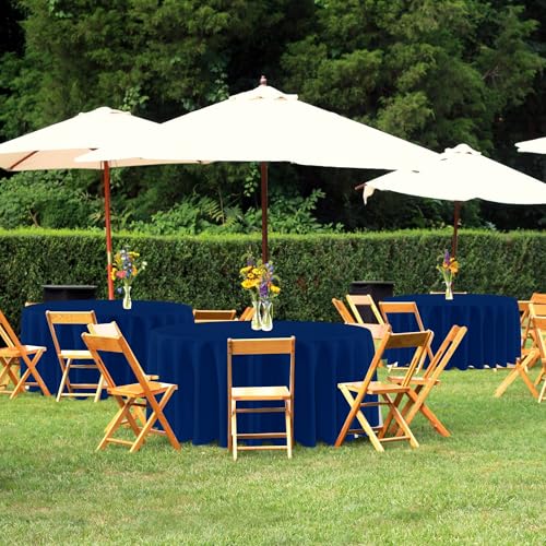 Image of sancua Round Tablecloth 90 Inch Diameter, 8 Pack - Circle Polyester Fabric Table Cloth for Wedding Party Reception Banquet Birthday, Washable Formal Table Cover (Fit 30-72 Inch Tables), Navy Blue