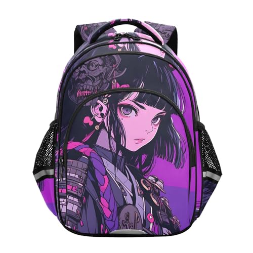 Japanese Anime Samurai Kid's Backpack, Schoolbag Book Bag for Boys Girls Small