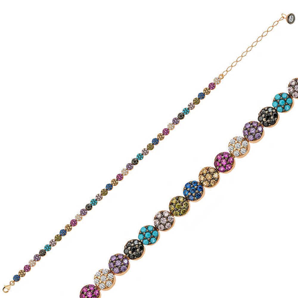 yesNA Gümüş Rose Mix Taşlı Suyolu Bayan Bileklik