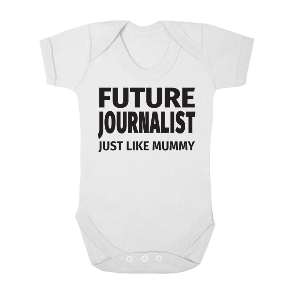 Future Journalist Just Like Mummy Cute Boys and Girls Baby Vest Bodysuit (3-6 Months, White)