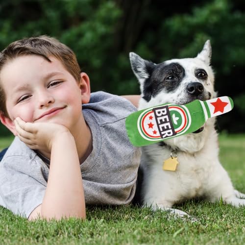 Bierflaschen-Plüschspielzeug,Quietschendes,Interaktives Hundekauspielzeug,Weiches Bierflaschen Plüsch,Lustiges und Süßes Plüschspielzeug für kleine,Mittelgroße und Große Hunde und Andere Haustiere