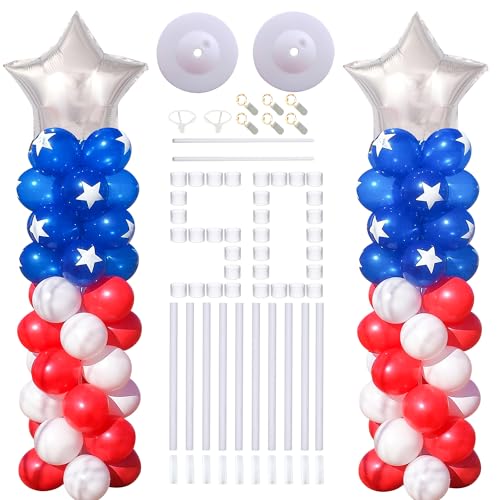 Set of 2 1.5 m Balloon Column Kit, 100 Pieces Adhesive Dots for Birthday, Wedding, Anniversaries, Holiday Party Supplies Decoration