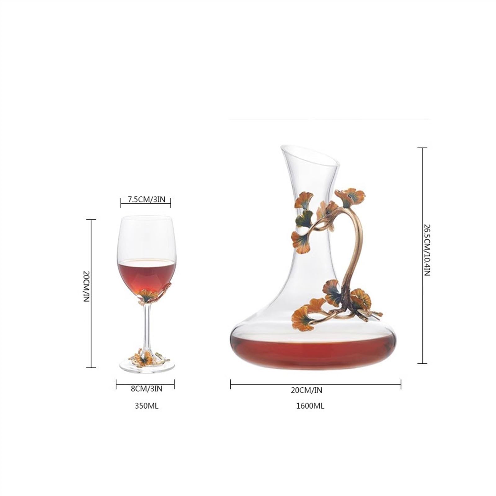 Caraffa decantatore vino Set di 7 bicchieri da vino rosso smaltati Calice senza piombo Dispositivo raffreddamento del for la casa Bicchiere bordeaux creativo lusso squisito