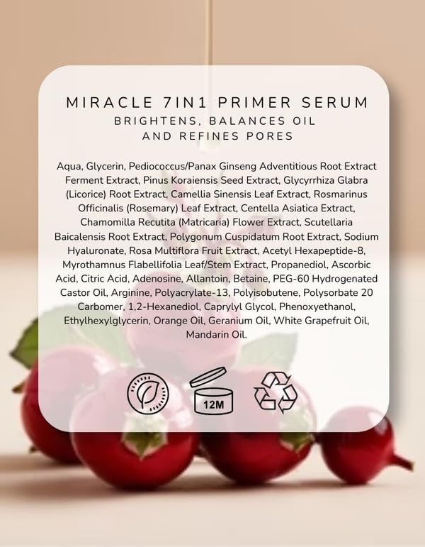 Emani Miracle 7-in-1 Primer and Serum for Face with Ginseng, Hyaluronic Acid, Silicone Free for Sensitive Skin, Pore-Minimizing, Brightening, Smoothing Makeup Base - Image 8