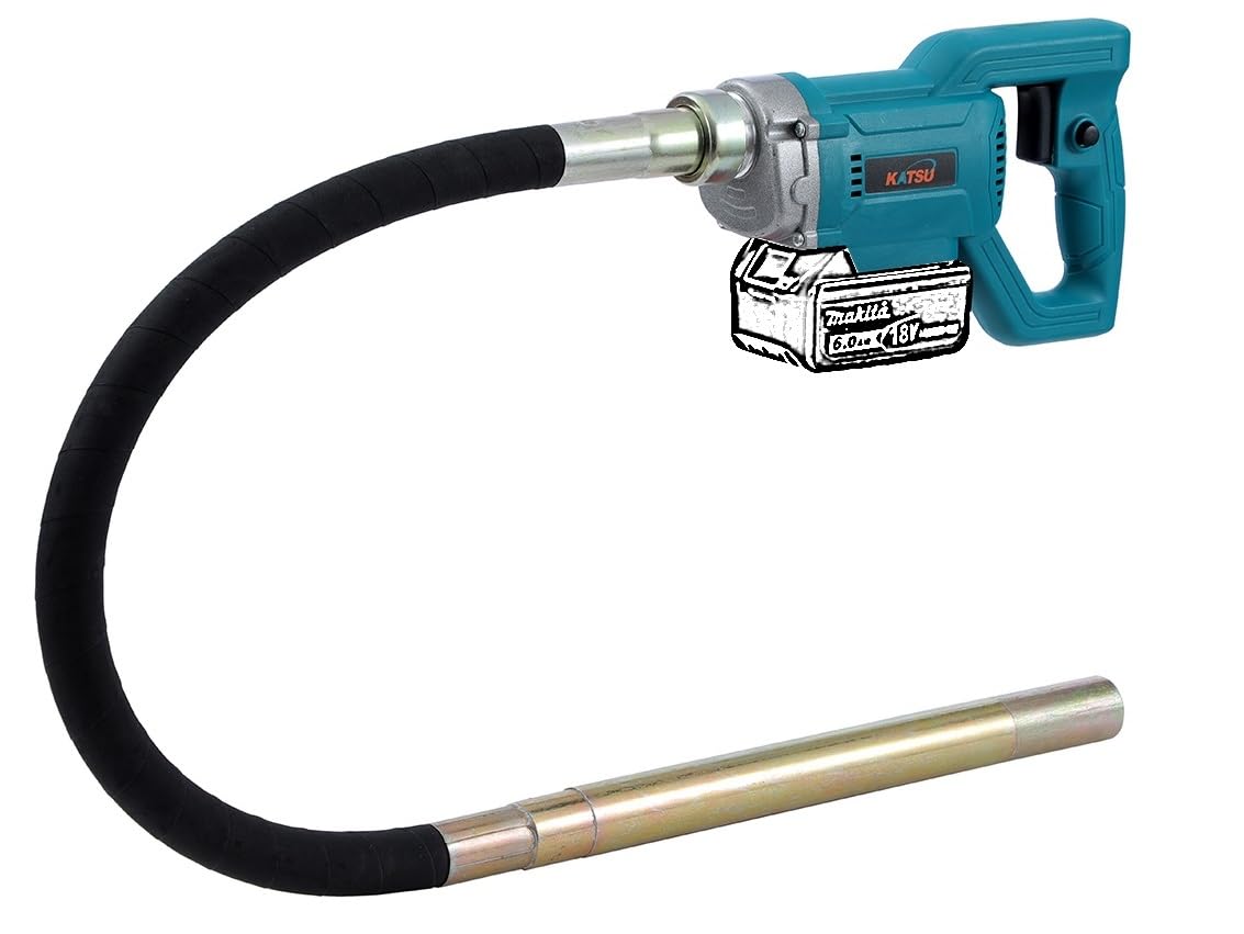 KATSU FIT-BAT 21V Brushless Cordless Concrete Vibrator Handheld Electric Cement Vibrating Poker with 1.2m Hose and 35mm Diameter Flexible Shaft, No Battery and Charger