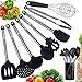 GOAMZ 9 Pezzi Utensili Cucina Silicone,Set Utensili da Cucina in Silicone Professionali,Set Mestoli Cucina in Silicone Acciaio Inox Antiaderente Resistente