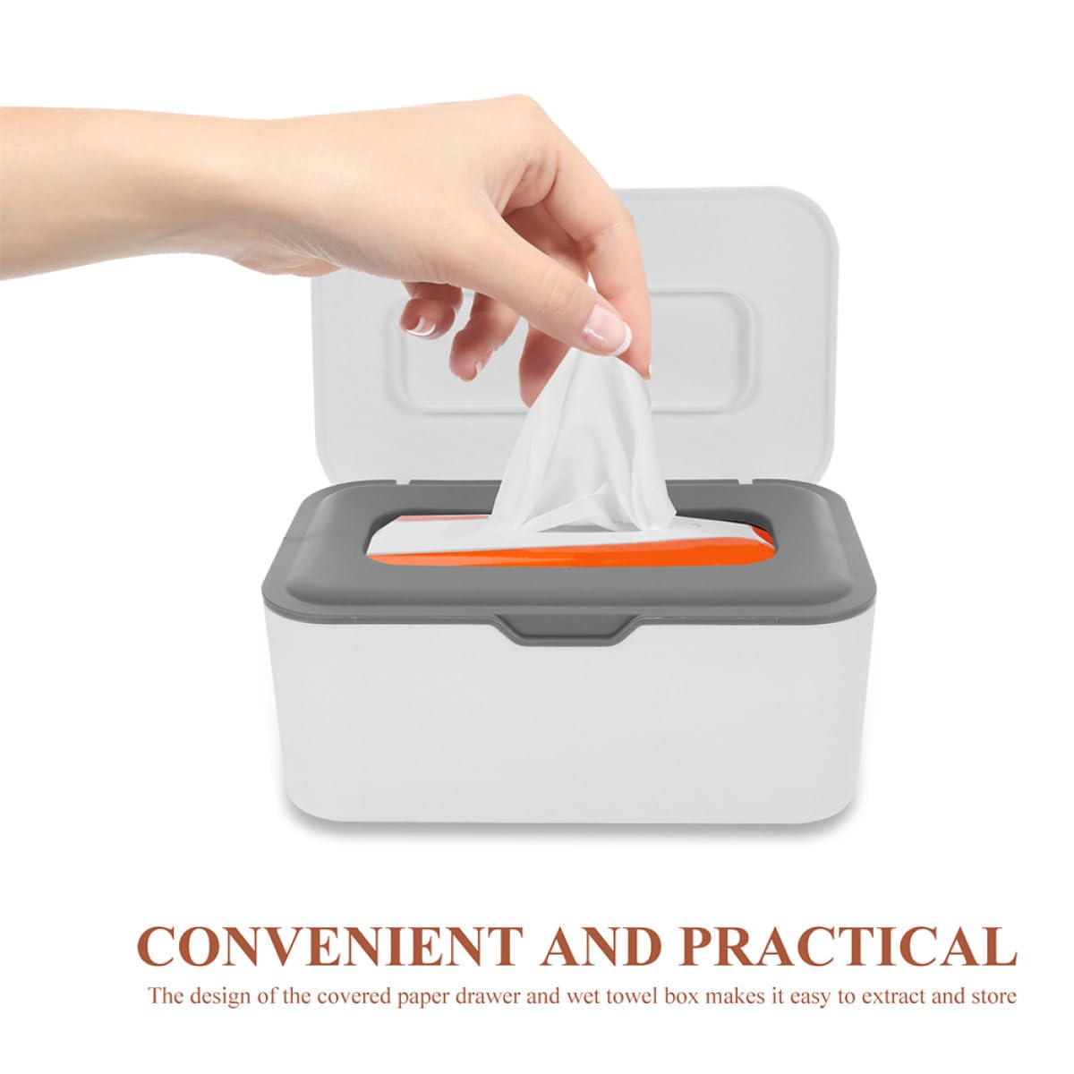FRCOLOR Boîte à Lingettes Réutilisable Couvercle Étanche, Lot de 2 Pièces Gris, Distributeur de Lingettes pour Bébé Compact et Portable, Porte-lingettes pour Salle de Bain et Chambre