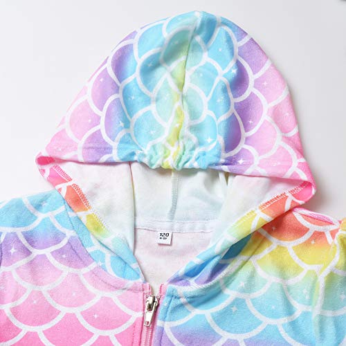 CHILDRENSTAR Girls Swim Coverups Terry Swimsuit Cover-Up Hooded Zip-Up Beach Robe3