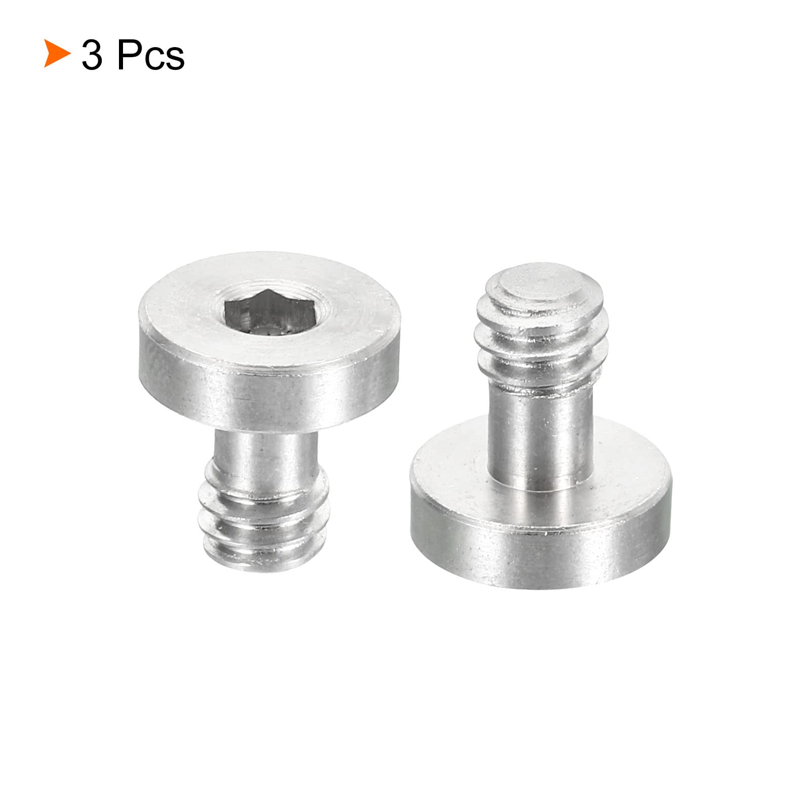 PATIKIL 1/4"-20 Fil 13mm Longueur Caméra Rapide Libération Vis Trépied Vis, 3 Paquet Acier INOX Hexagon Fente Vis pour DSLR Caméra Appareillage Accessoires, Argent