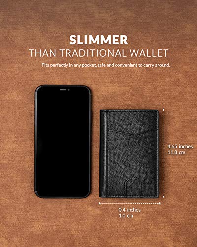 Image of VULKIT Bifold Front Pocket Slim Wallet RFID Blocking Minimalist Thin Leather Credit Card Holder Wallet for Men and Women Cross Black