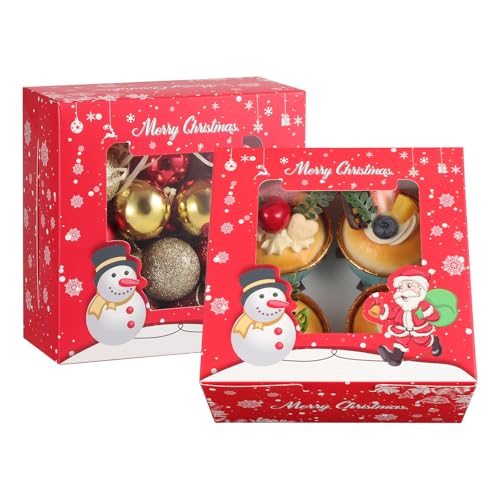 TsunNee 20 caixas para madalenas e portadores de cupcakes com inserções, caixas de presente de Natal, perfeitas para bolos e bolachas