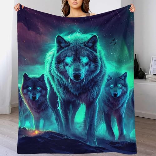 Couverture loup coloré chaude et moelleuse en maille douce - 6
