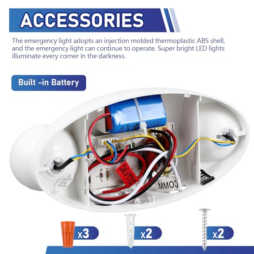 Image of Baquler 8 Pack LED Emergency Lights for Business with Battery Backup Adjustable Two LED Bug Eye Head, AC 120 /277V Commercial Emergency Lighting, Wall Mount, Hard Wired, Fire Resistant, Ul Certified