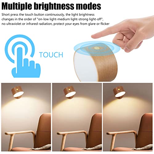 image for Claumeng LED Wall Sconces, USB Rechargeable 360°Rotate Cordless Wall 