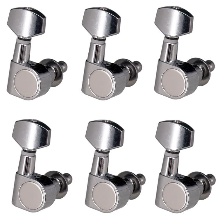 6R 2-Pin Guitar Tuners Machine Heads 15:1 Ratio Tuning Pegs Keys?no Screws?for Strat tele SQ Style Electric Guitar (Silver 6 Right)
