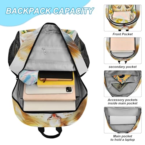 ALAZA Cute Watercolor Cat Backpack and Lunch Bag Set for Girls Boys Kids School Bag Bookbags Elementary Back Pack Casual Daypack4