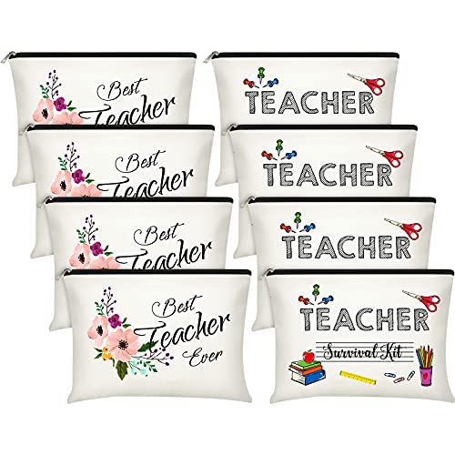 Listado y reviews de Lapices de colores marcas del mes. 37 8 Piezas Bolsas de Maquillaje de Regalos de Agradecimiento al Maestro Bolsas Cosméticas de Teacher Survival Kit Best Teacher Ever Estuche para Lápices Neceser de Aseo de Viaje de...
