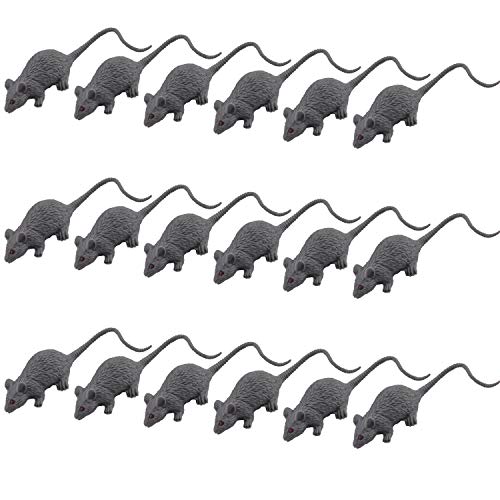 Leinuosen 18 Pieces Halloween Fake Mouse Realistic Mouse Spooky Rats for Halloween Trick Toys Decoration (Grey)