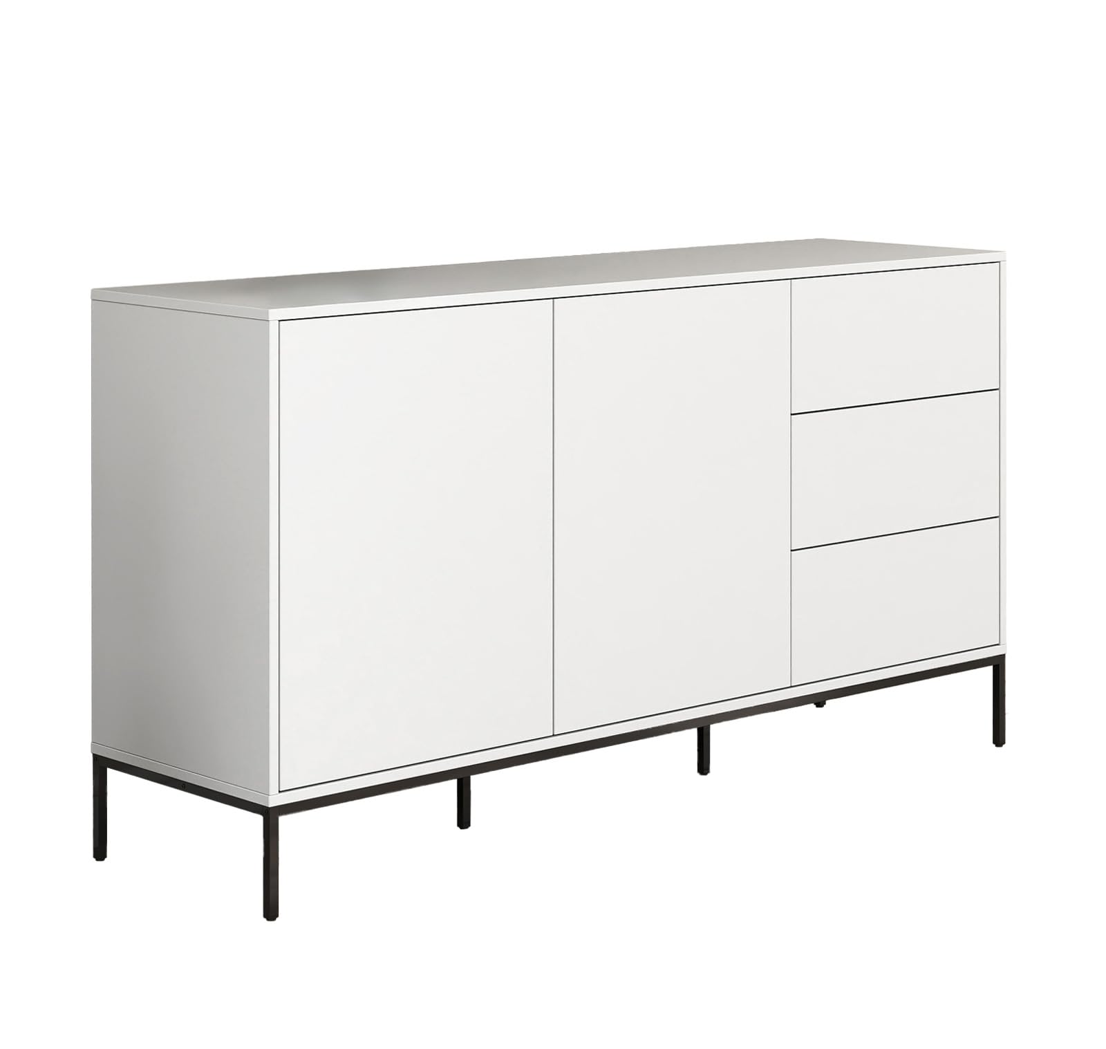MB Muebles Bonitos | Aparador Serena para Salón Moderno | con Cajones y Patas Altas para Robot Aspirador | Color Blanco | 150x80x41 cm