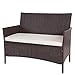 Mendler Poly-Rattan Gartenbank Halden, Sitzbank Bank - braun-meliert, Kissen Creme