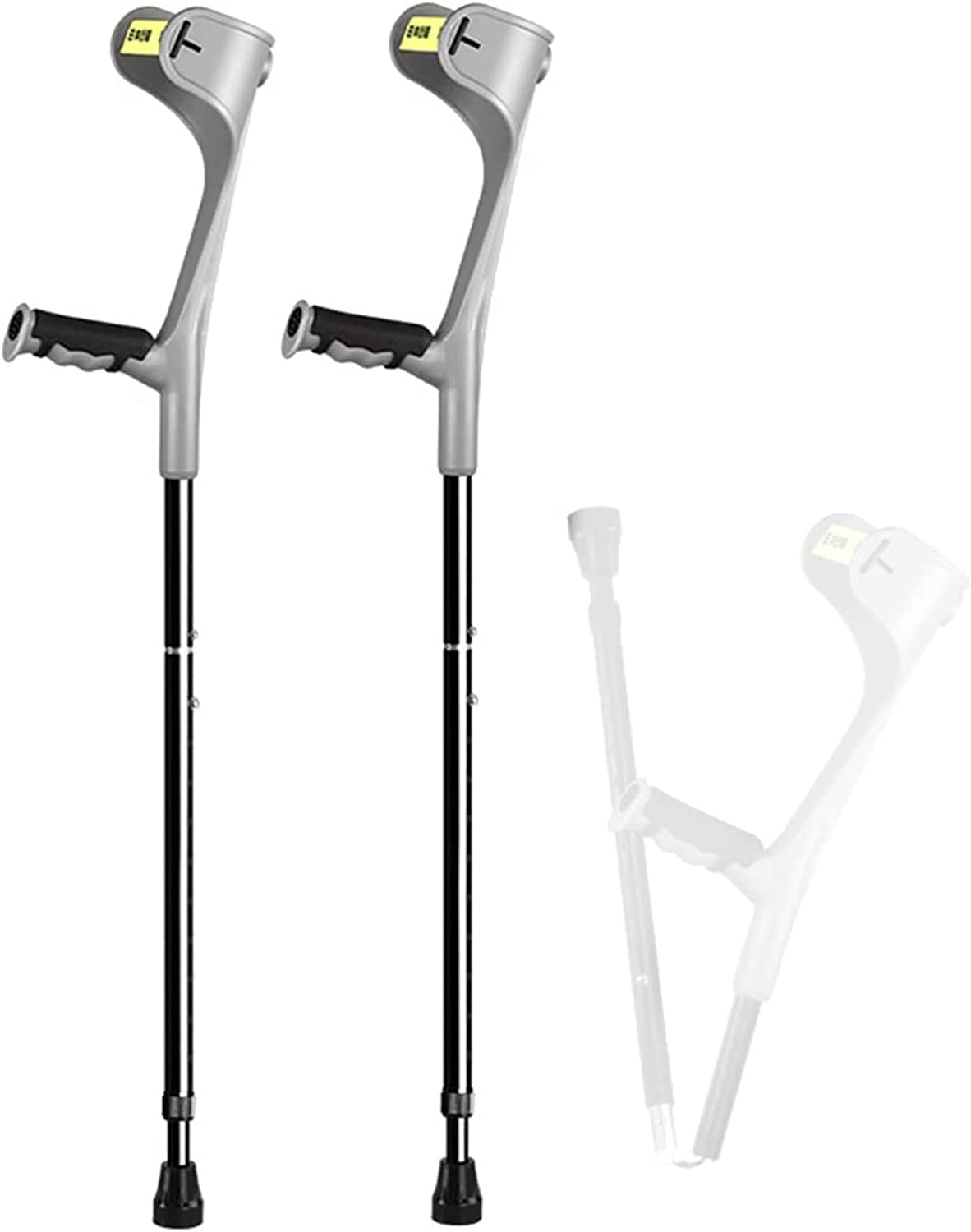Muletas para Axilas Bastones Plegables de Aluminio para Adultos Bastones de Altura Ajustable Grado 10 Bastones para Mujer/Gris/2 Unidades