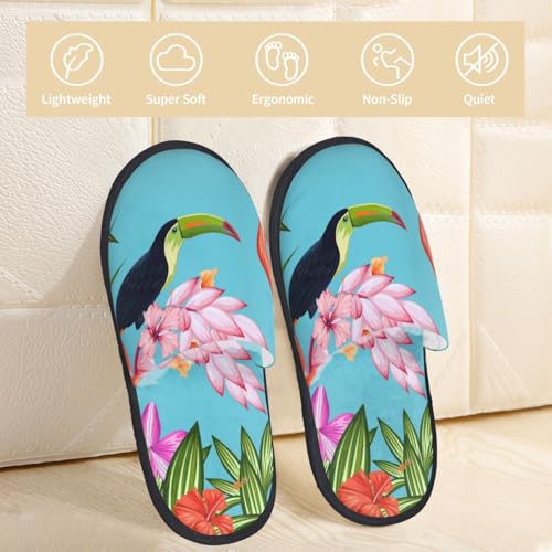 Tropical Jungle Flamingo Print House Slippers For Women And Men,Soft Slippers With Memory Foam,Non-Slip Indoor Home Shoes2